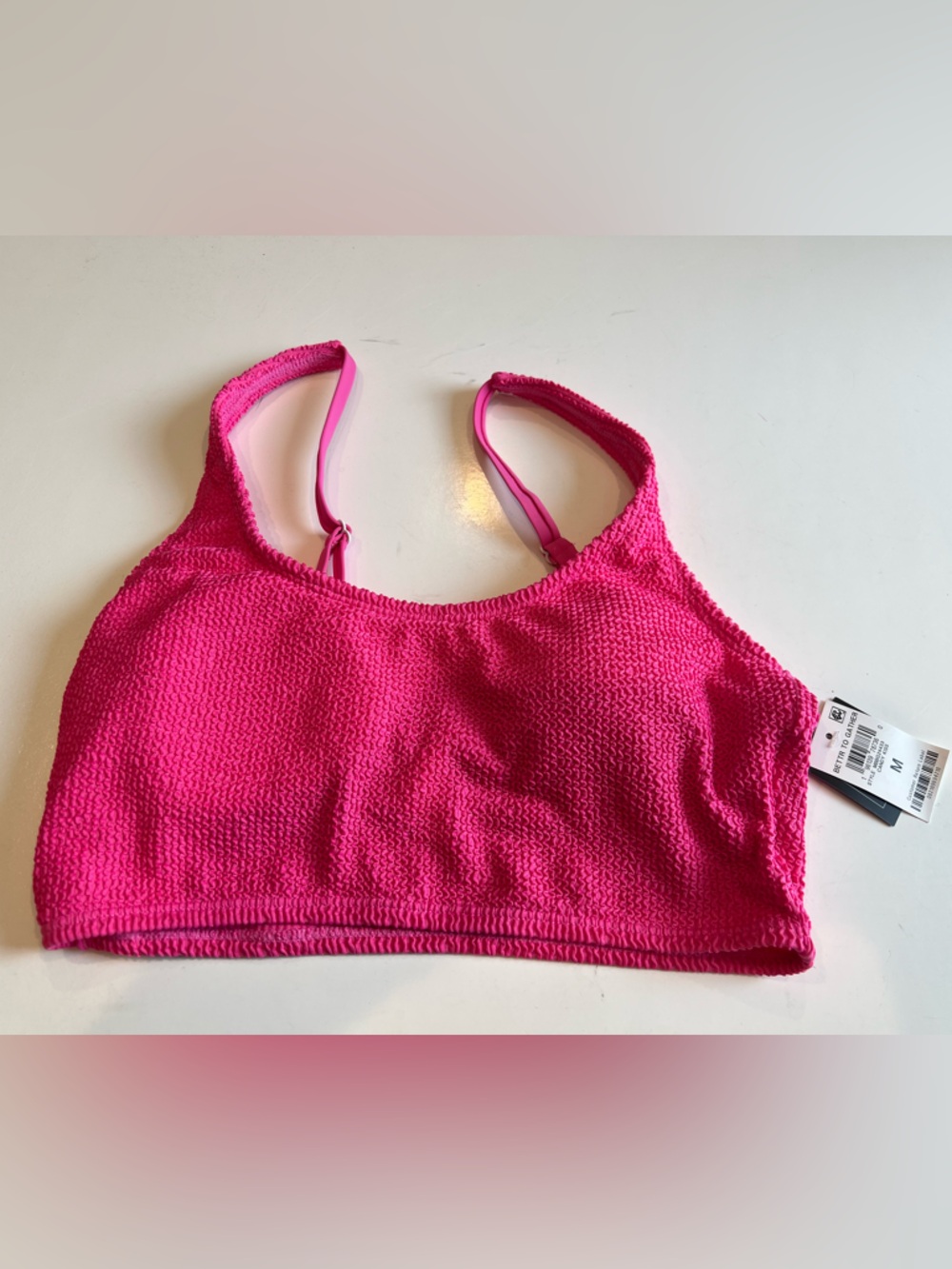 NEW Bar lll Bright Pink Textured Bikini Top Size Medium